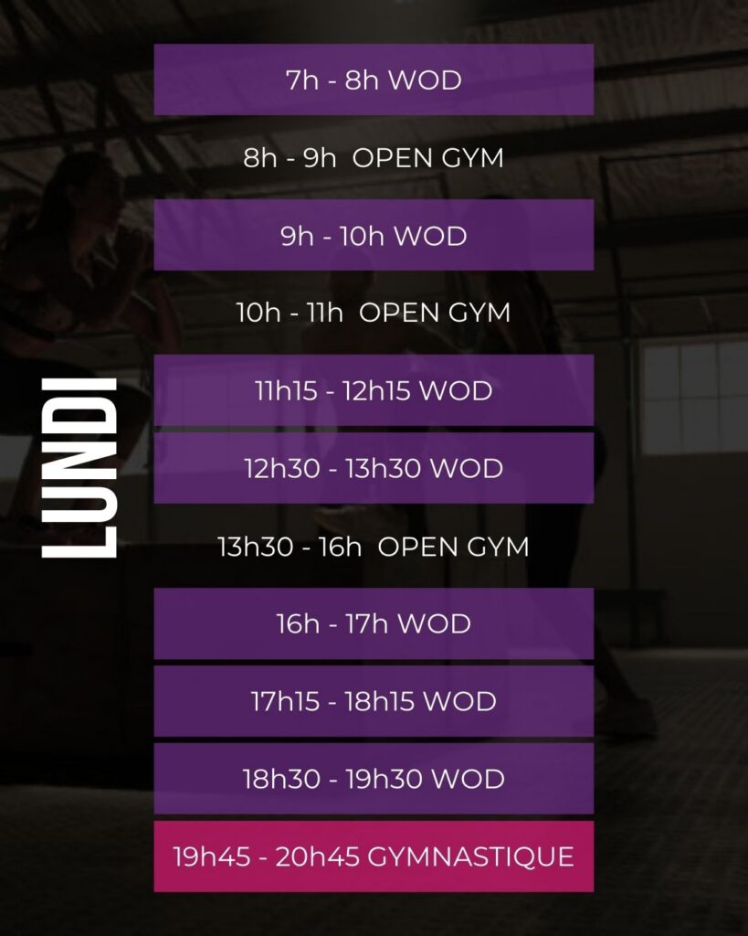 Horaires des Wods créneaux sportifs Dinan Taden CrossFit