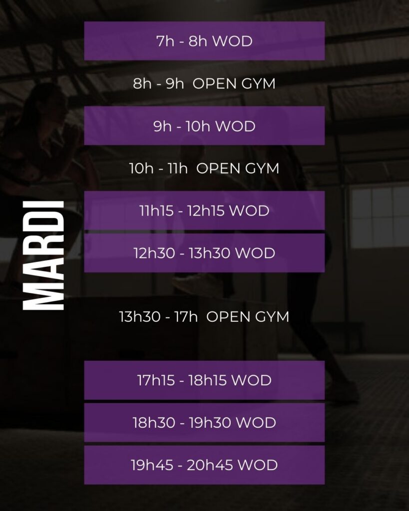 Horaires des Wods créneaux sportifs Dinan Taden CrossFit
