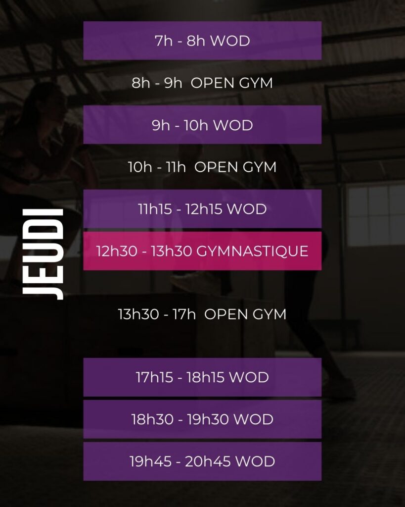 Horaires des Wods créneaux sportifs Dinan Taden CrossFit