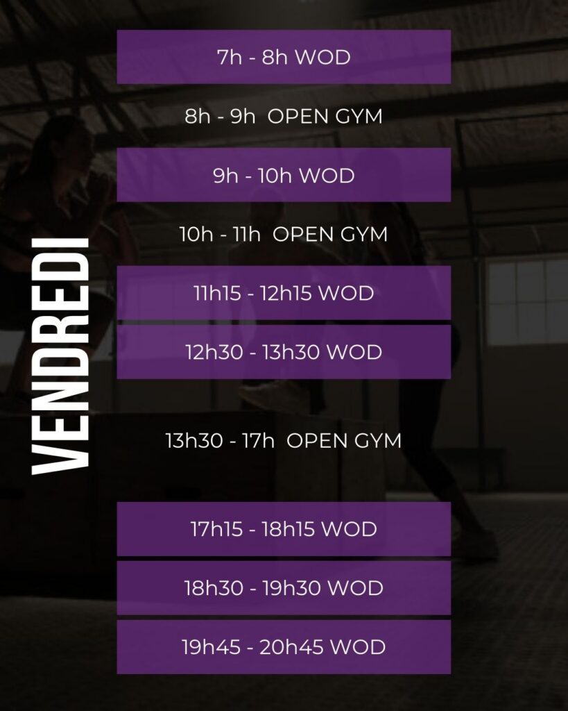 Horaires des Wods créneaux sportifs Dinan Taden CrossFit